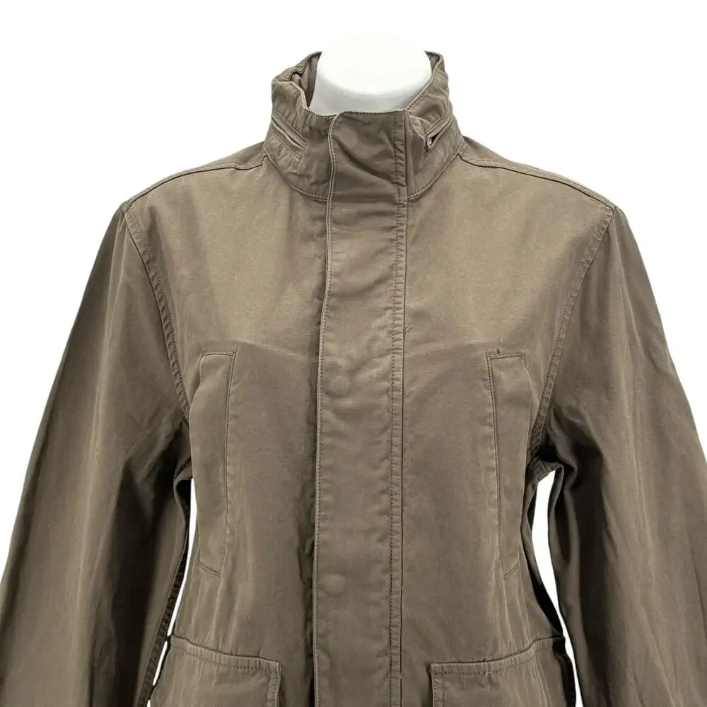 Madewell Men's Field Jacket Small Cargo Green Packable Hood Pockets 100% Cotton